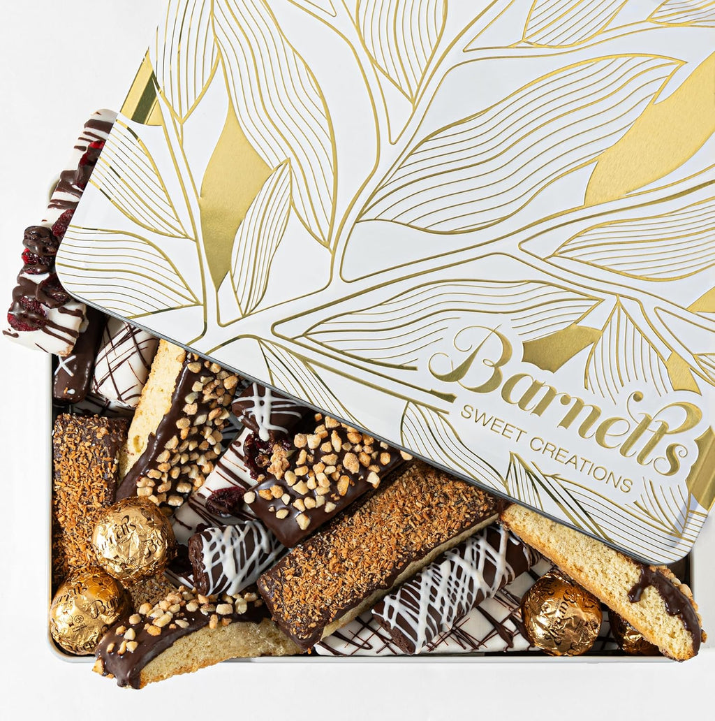 Barnetts Fathers Day Cookie Basket with Biscotti Cookies & Chocolate Truffles Gifts, Food Gourmet Chocolate Candy Ideas for Dad, Son, Husband, Grandfather, Father, Brother, Grandmother Assorted Gift Baskets