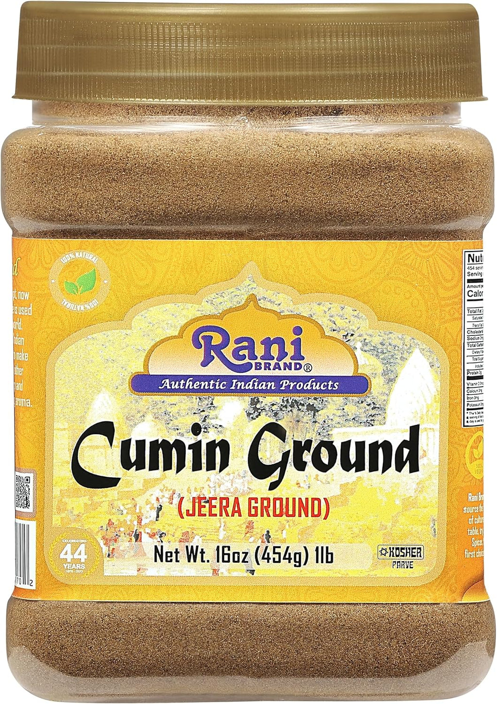 Rani Cumin (Jeera) Powder Spice 16oz (1lb) 454g PET Jar ~ All Natural | Vegan | Gluten Friendly | NON-GMO | Kosher | Indian Origin
