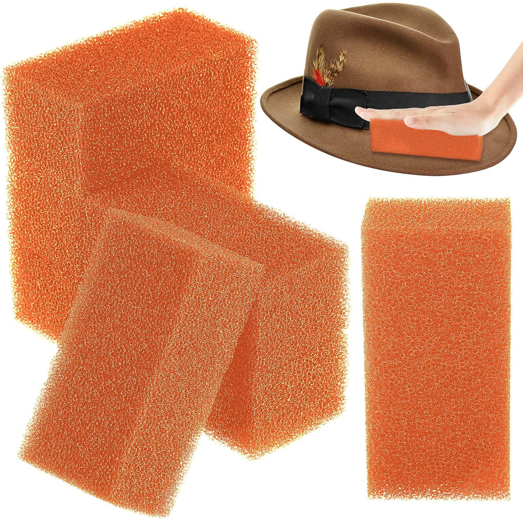 6 Pieces Felt Hat Cleaning Sponges Felt Hat Cleaner Western Hat Brush Cleaner Orange Sponges for Cleaning Household Sponges for Cowboy Cowgirl Hats Care