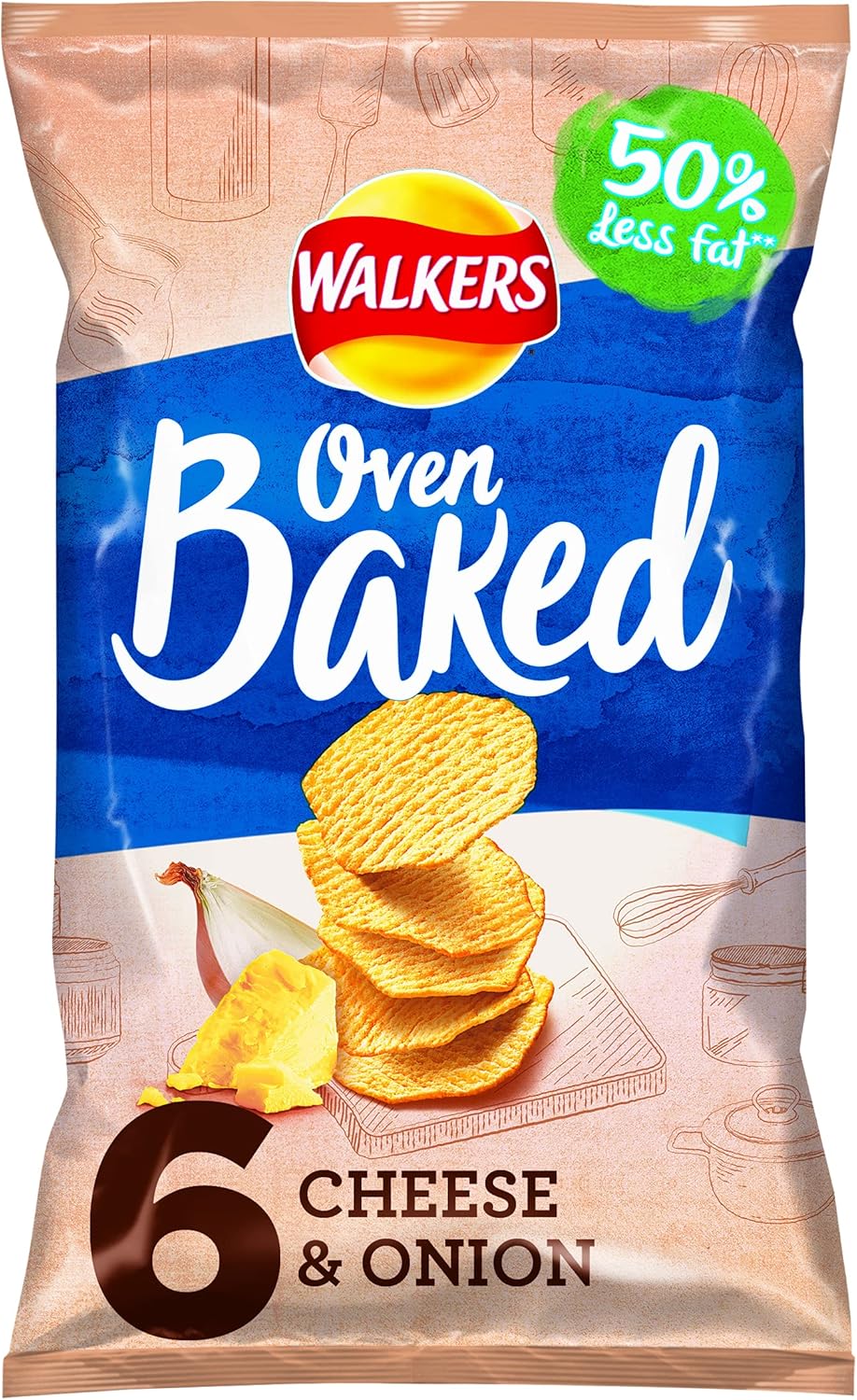 Walkers Baked Cheese and Onion Crisps 6 Pack 150g