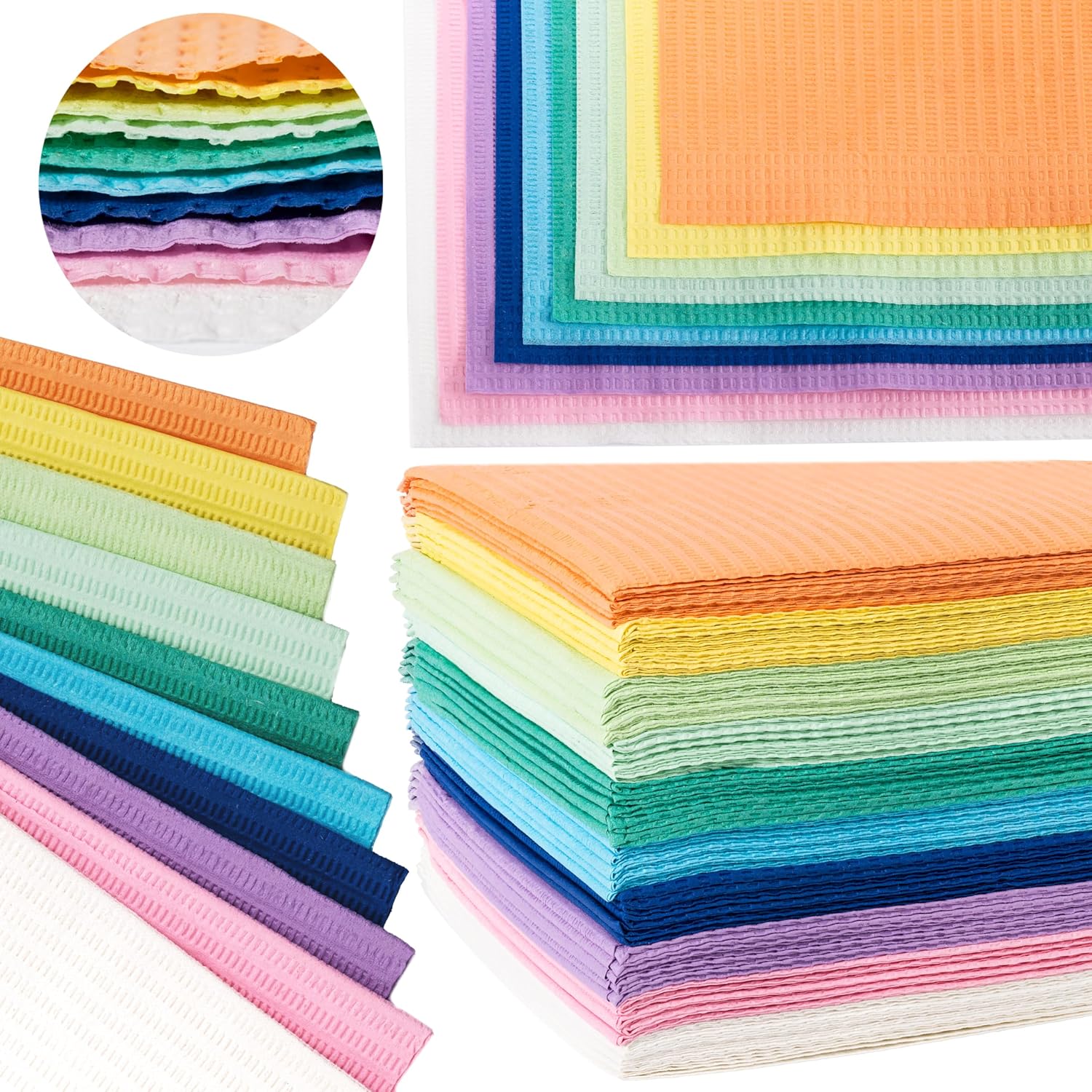 Disposable Dental Bibs 13" x 18" – 50 Pack, 3-Ply Waterproof & Leak-Resistant Rainbow Bibs | Medical Grade, Ultra Absorbent, Fluid Resistant | Dental, Tattoo, Nail & Esthetician Supplies