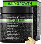 Formulation Factory Crown of Glory 10-in-1 Hair Growth Products - DHT Blocker for Men & Women with Pumpkin Seed Oil - Hair Vitamins for Faster Growth & Thickness - 120 Capsules, 2 Month Supply