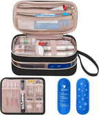 Yarwo Insulin Cooler Travel Case with 2 Ice Packs, Double-Layer Diabetic Insulated Organizer, Portable Medication Bag for Insulin Pens, Glucometer and Diabetes Care Kits, Black (Patented Design)