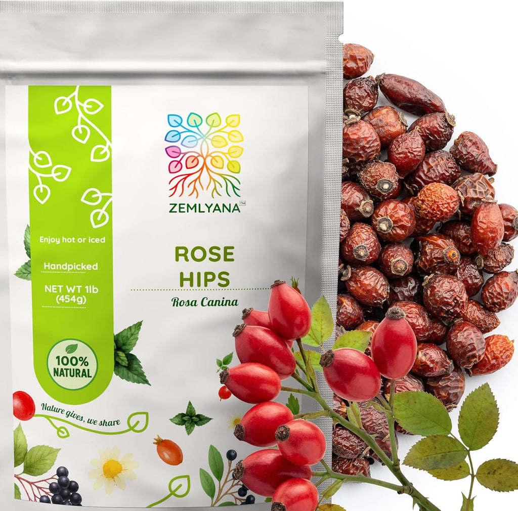 Rose Hips Tea - Dried Whole Rosehip Fruit Herb (Rosa Canina) - Natural Rose Hip Herbal Tea Loose, Bulk 1 lb (16oz)