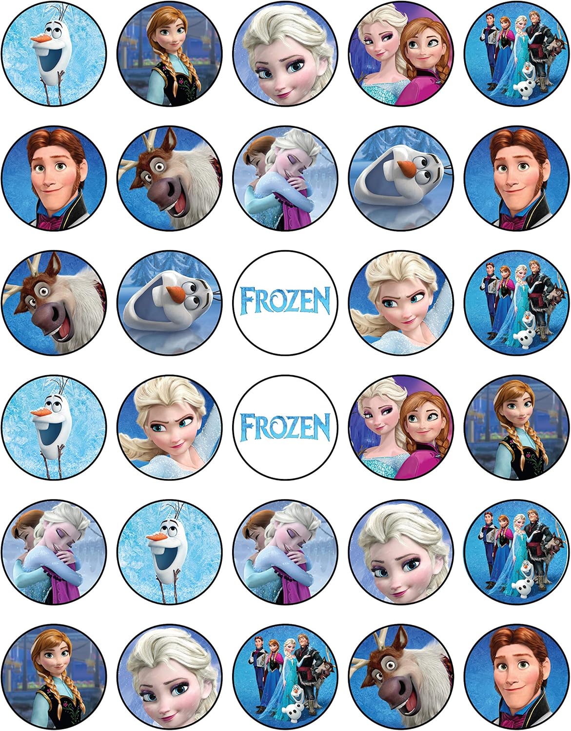 30 x Edible Cupcake Toppers – Winter Princess Party Collection of Edible Cake Decorations | Uncut Edible Prints on Wafer Sheet