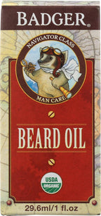 Badger Beard Oil, Babassu & Jojoba, Certified Organic, Premium Beard Conditioner, Beard Oil for Dry Skin, Beard Oil for Long Beards, Facial Hair Oil, 1 fl oz Glass Bottle