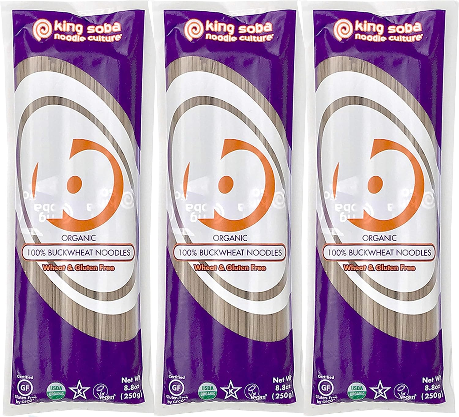 3-PACK, 100% Buckwheat Pasta Noodles, Organic & Gluten-Free- 1.65lbs/ 3 servings per package