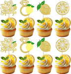 Rsstarxi 24 Pack She Found Her Main Squeeze Cupcake Toppers Diamond Ring Glitter Lemon Cupcake Picks for Bridal Shower Wedding Engagement Bachelorette Party Cake Decorations