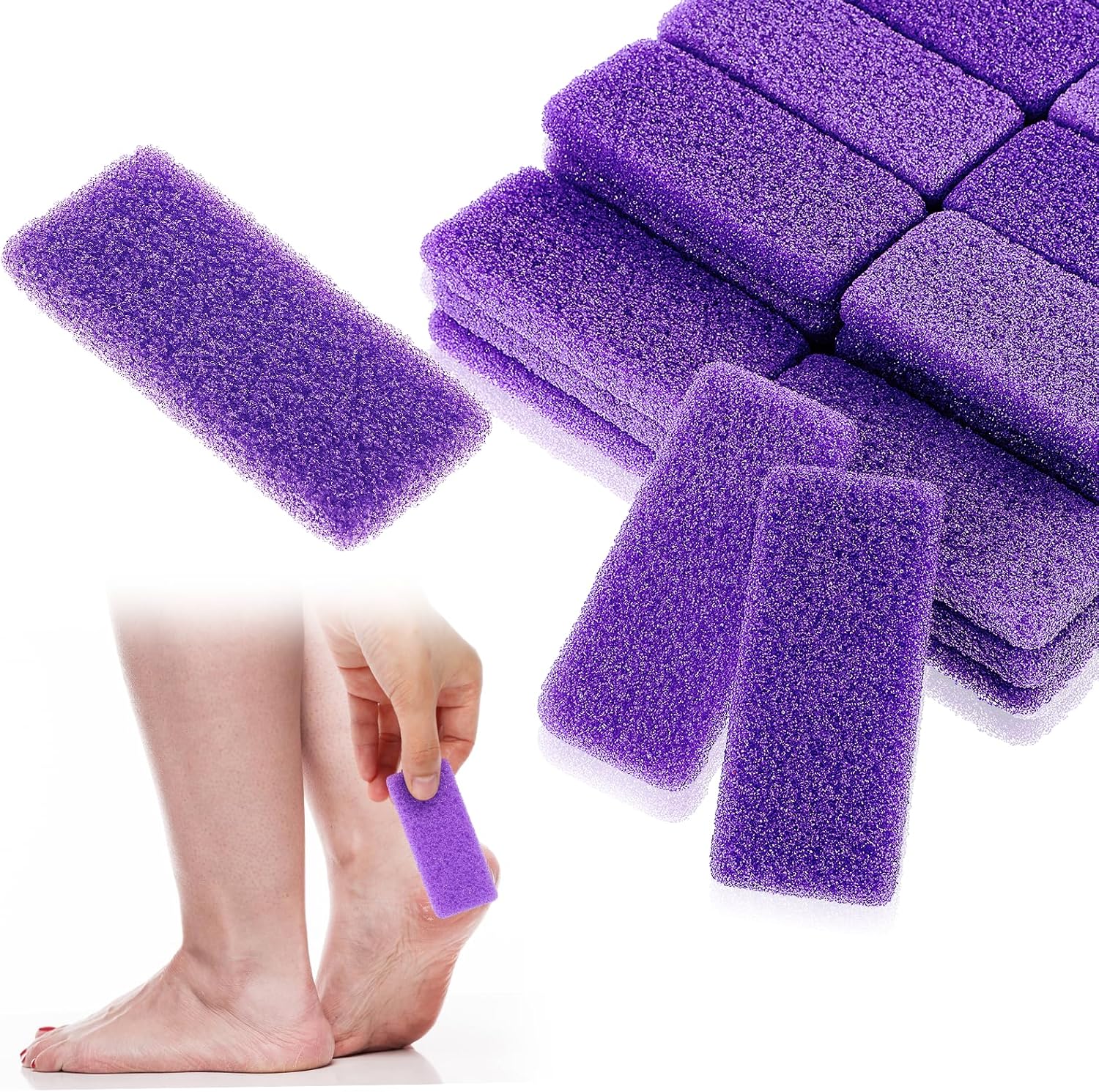 120 Pcs Disposable Pumice Stone for Feet, Purple Foot Scrubber Pads, Callus Remover and Dead Skin Exfoliator for Pedicure, Salon and Home Use