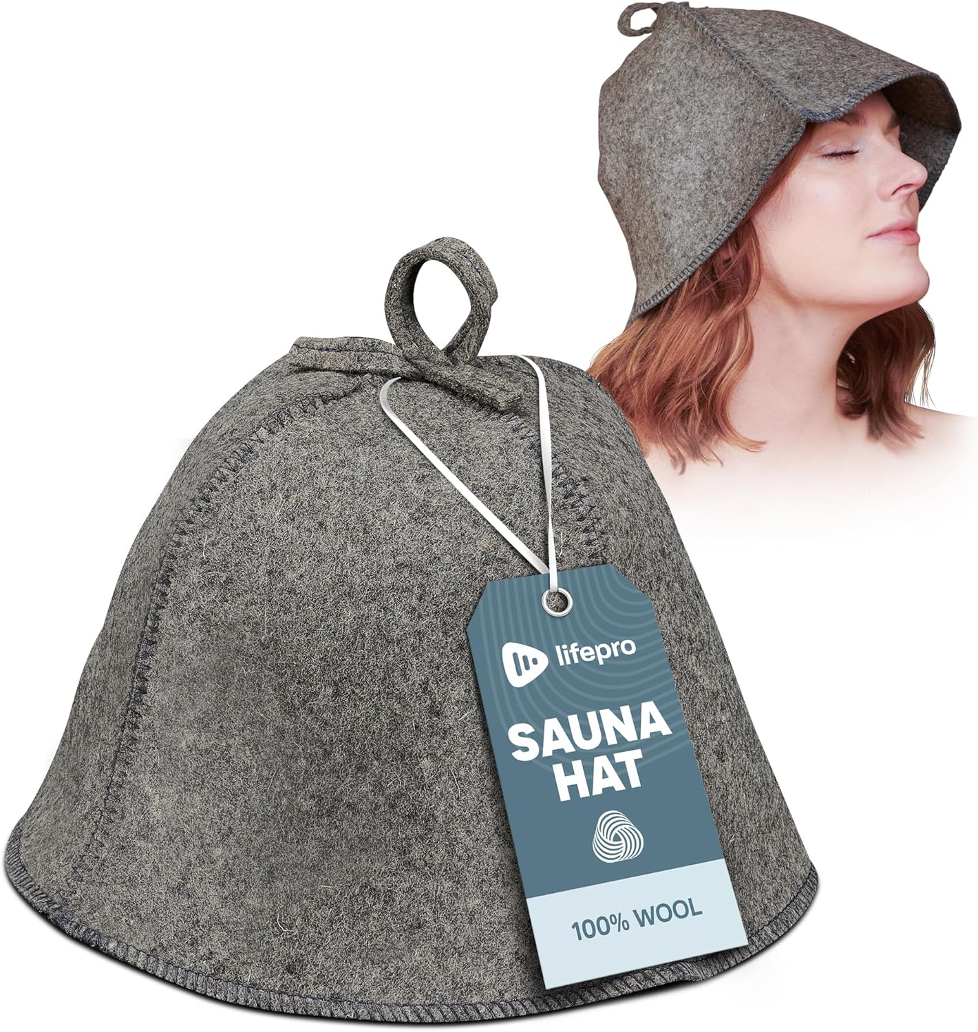 LifePro Wool Sauna Hat - Traditional Russian Banya Hat for Men and Women, Indoor and Infrared Sauna Accessories, Protects from Overheating & Hair Damage, Felt Wool Cap