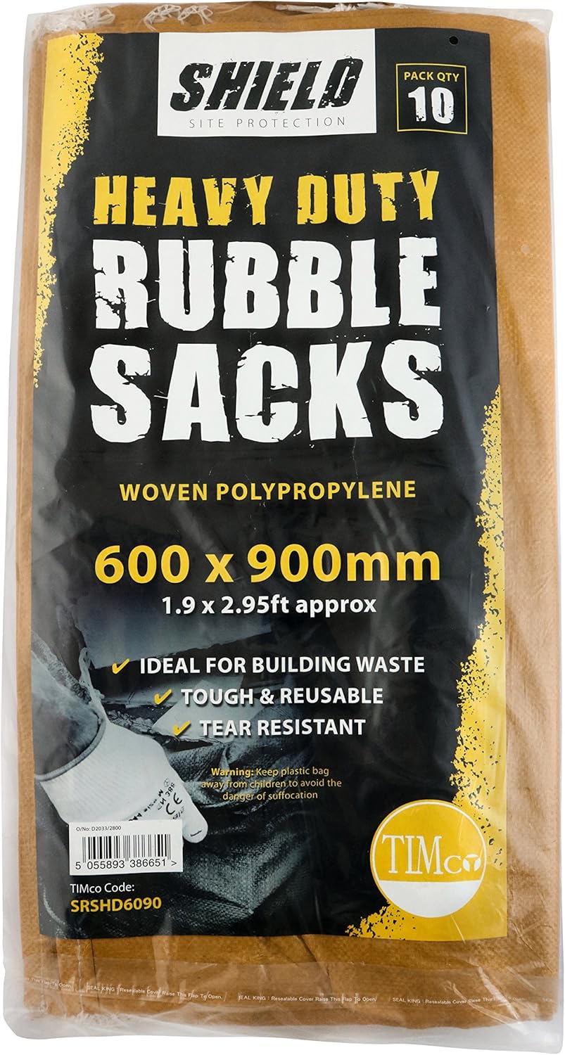 XL, XXL RUBBLE SACKS HEAVY DUTY POLYPROPYLENE BAGS PP 800 x 1200mm, 600 x 900mm