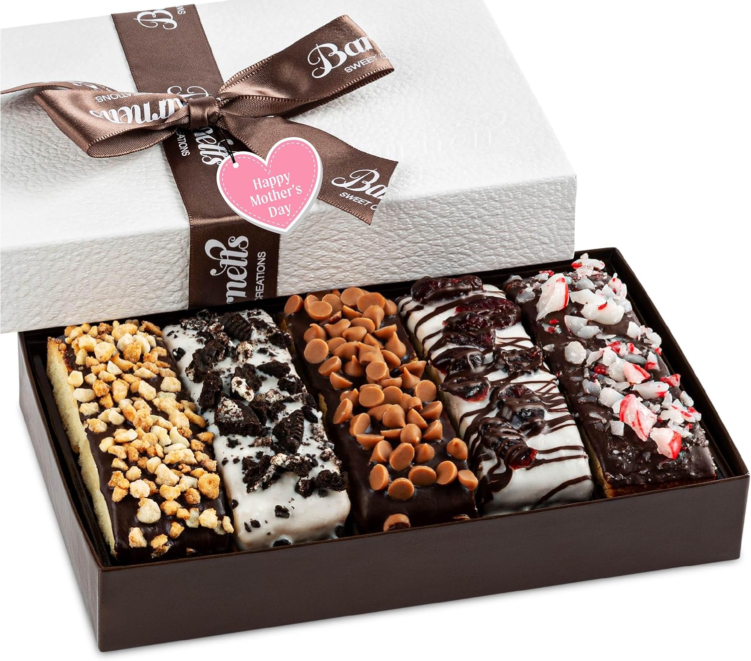 Barnetts Mothers Day 5 Chocolate Biscotti Gift Basket, Gourmet Cookie Baskets Prime Food Gift Delivery for Women, Mother, Mom, Grandmother, Grandma, Wife, Sister, Daughter , Girlfriend, Candy Treats Box