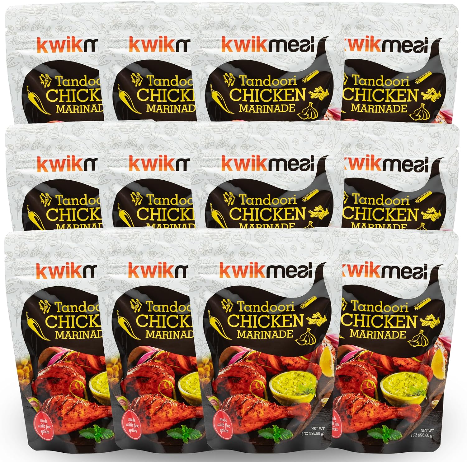 Restauraunt Style Tandoori Chicken Marinade Paste | 226g (8.0 OZ) | Perfect Marinade for Tandoori & Tikka | 12 Aromatic Spices | Yogurt, Fresh Ginger, Garlic, Authentic Taste, Simple to Use | 12 Pack