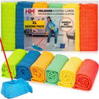 HELOMOR 6 Extra Large Microfiber Cleaning Cloths, 30"x18" Floor Towels for Squeegee Mop, Reusable Multi-Purpose Cleaning Rags for House, Kitchen, Car & Windows, Highly Absorbent, Lint-Free