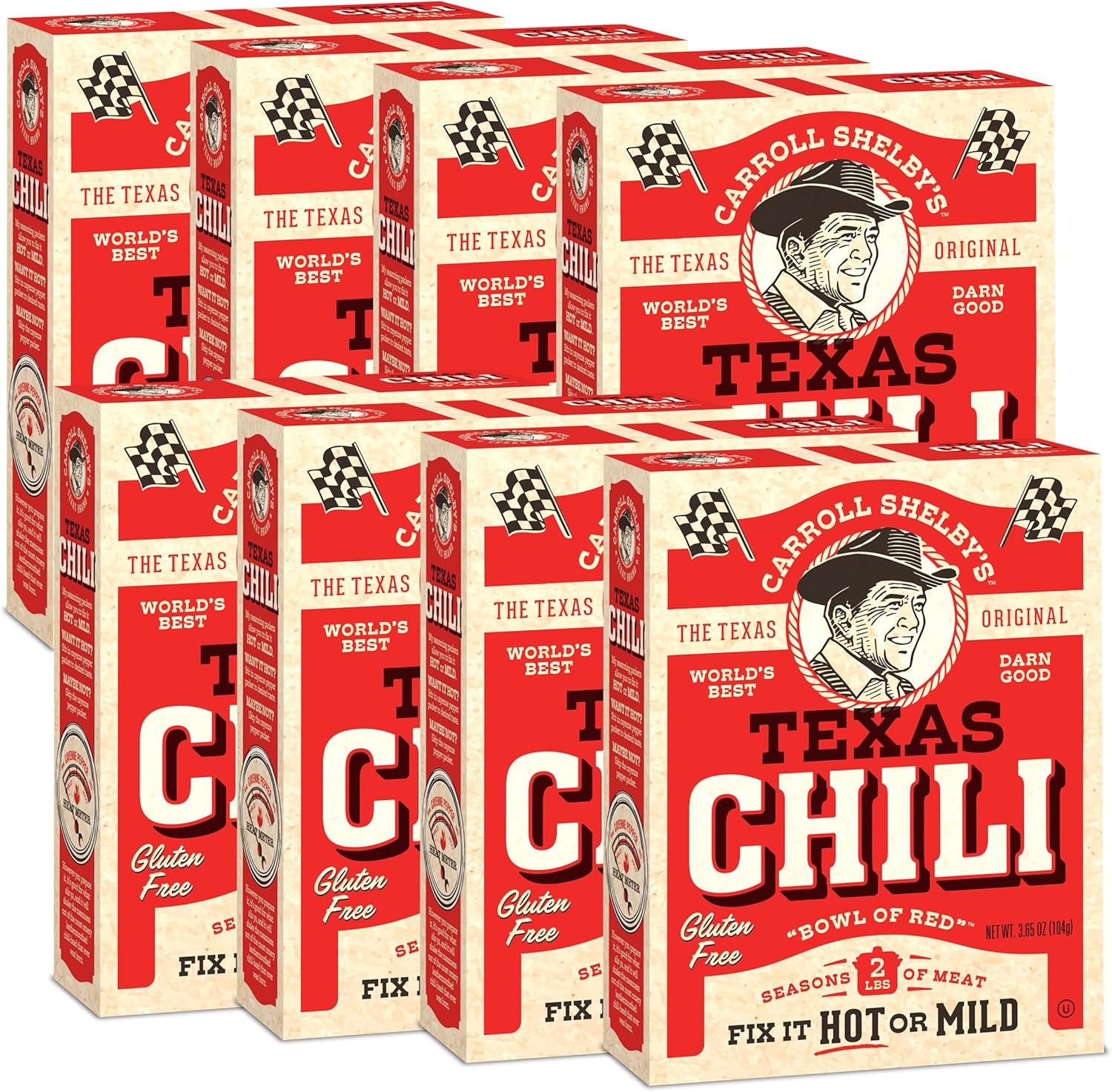 Carroll Shelby's Original Texas Brand Chili Kit 3.65oz Box (Pack of 8)
