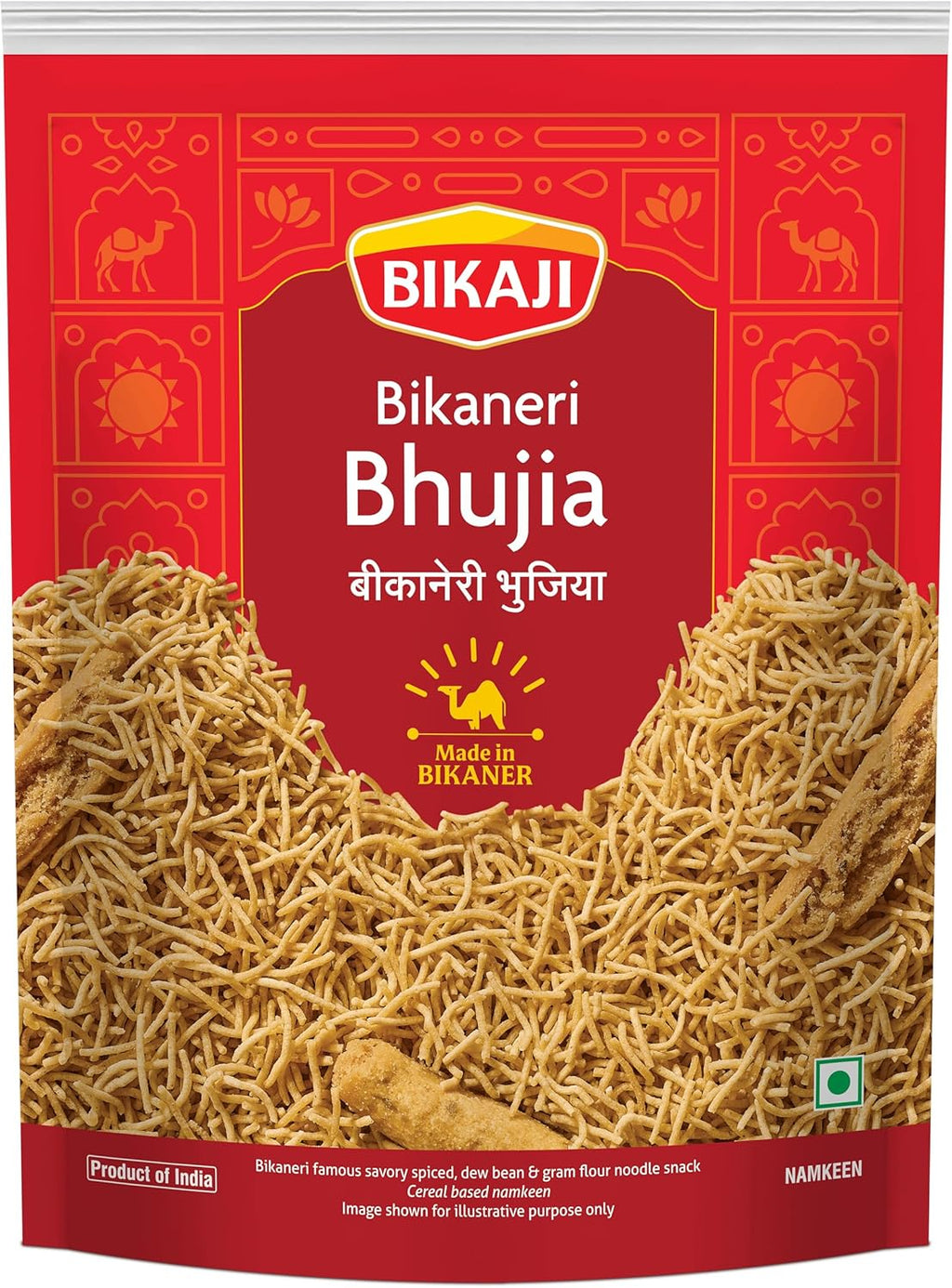 Bikaji Bikaneri Bhujia 1kg (35.27oz) | Authentic Indian Savory Snack | Spicy Dew Bean & Gram Flour Sev Noodles | Traditional Bikaner Recipe | Crunchy Tea-Time Namkeen | Made in India | Vegetarian Snack