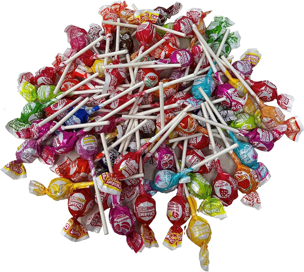 Charms Mini Pops - 1 lbs - Charms Fruit Flavored Miniature Lollipop Candy - 18 Flavors - Fruity Fun Sized Lollipops Assortment - Individually Wrapped, 16 oz.