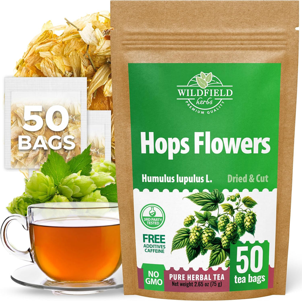 50 Bags Hop Tea Hops Herb Dried Hops Flowers Herbal Tea (Humulus Lupulus) - 50 Count 1.5g Bags Hoptea Lupulo Entero