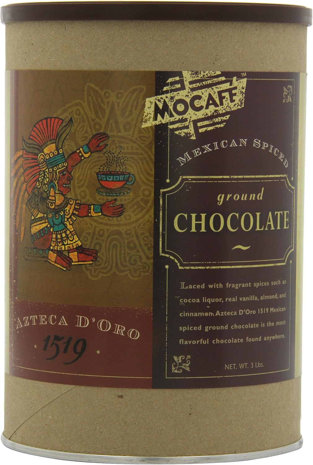 MOCAFE Azteca D'Oro 1519 Mexican Spiced Ground Chocolate, 3-Pound Tins (Pack of 2)