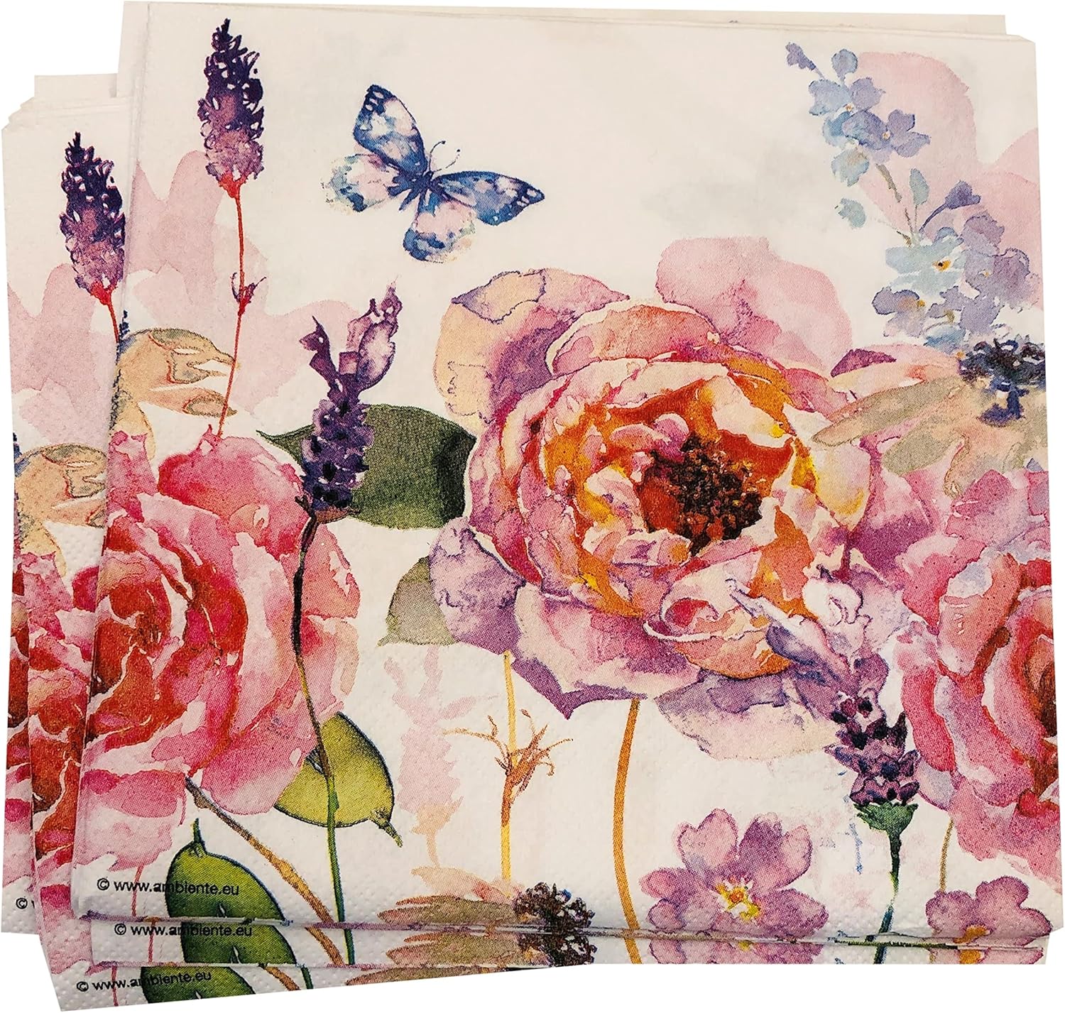20-ct 13x13 Lucy Rose Napkins for Valentine's Day, Mother's Day - Floral Paper Napkins for Decoupage, Decorative Pretty Napkins