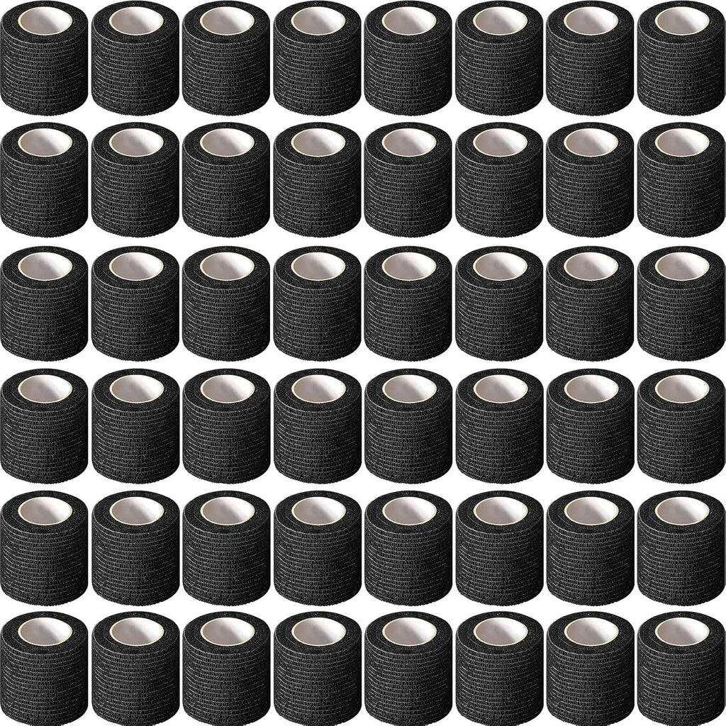 Treela 96 Pack Self Adhesive Bandage Wrap 2 Inch x 5 Yard Self Adherent Cohesive Bandages Elastic Athletic Sports Tape Breathable Wound Tape for Stretch Athletic Wrist Ankle(Black)