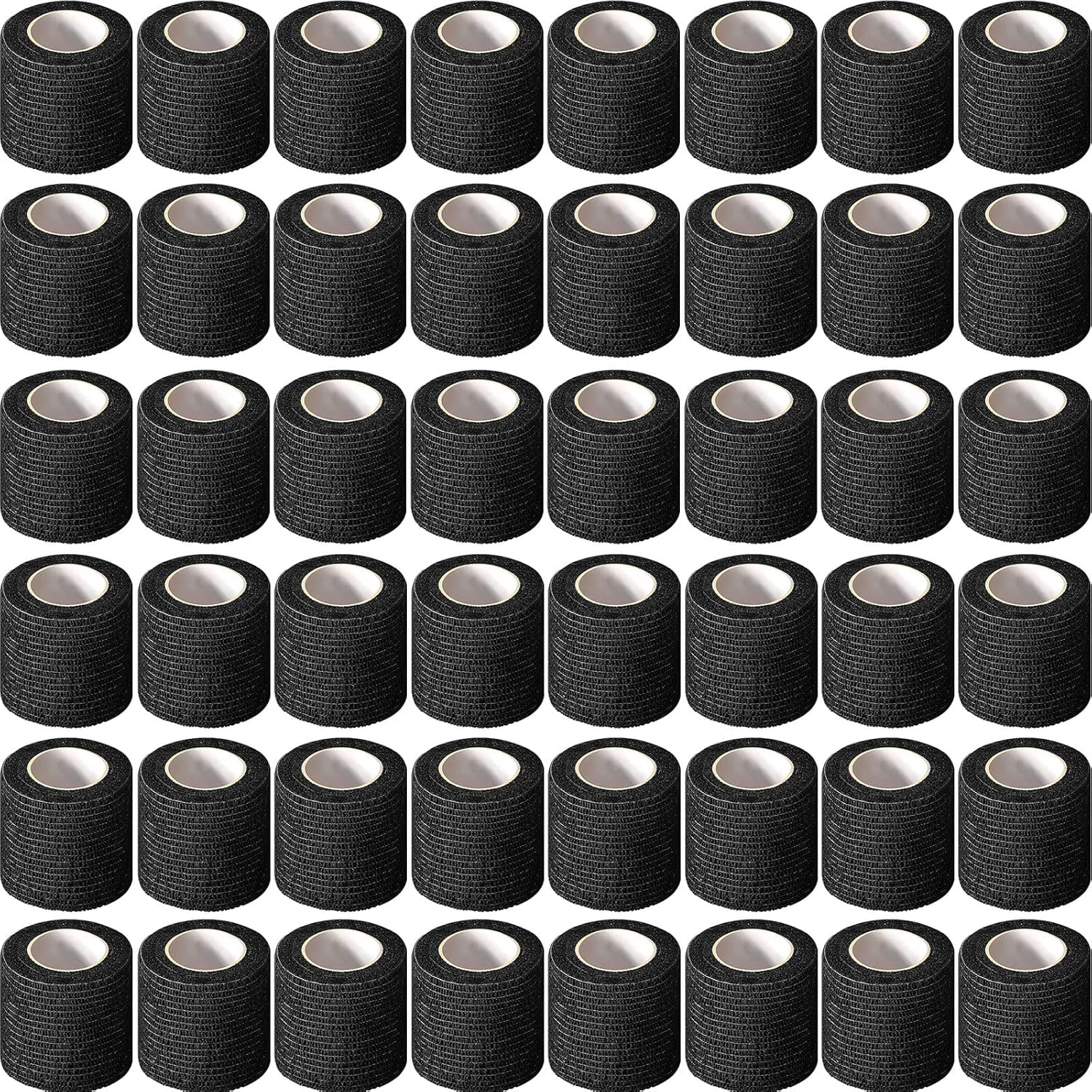 Treela 96 Pack Self Adhesive Bandage Wrap 2 Inch x 5 Yard Self Adherent Cohesive Bandages Elastic Athletic Sports Tape Breathable Wound Tape for Stretch Athletic Wrist Ankle(Black)