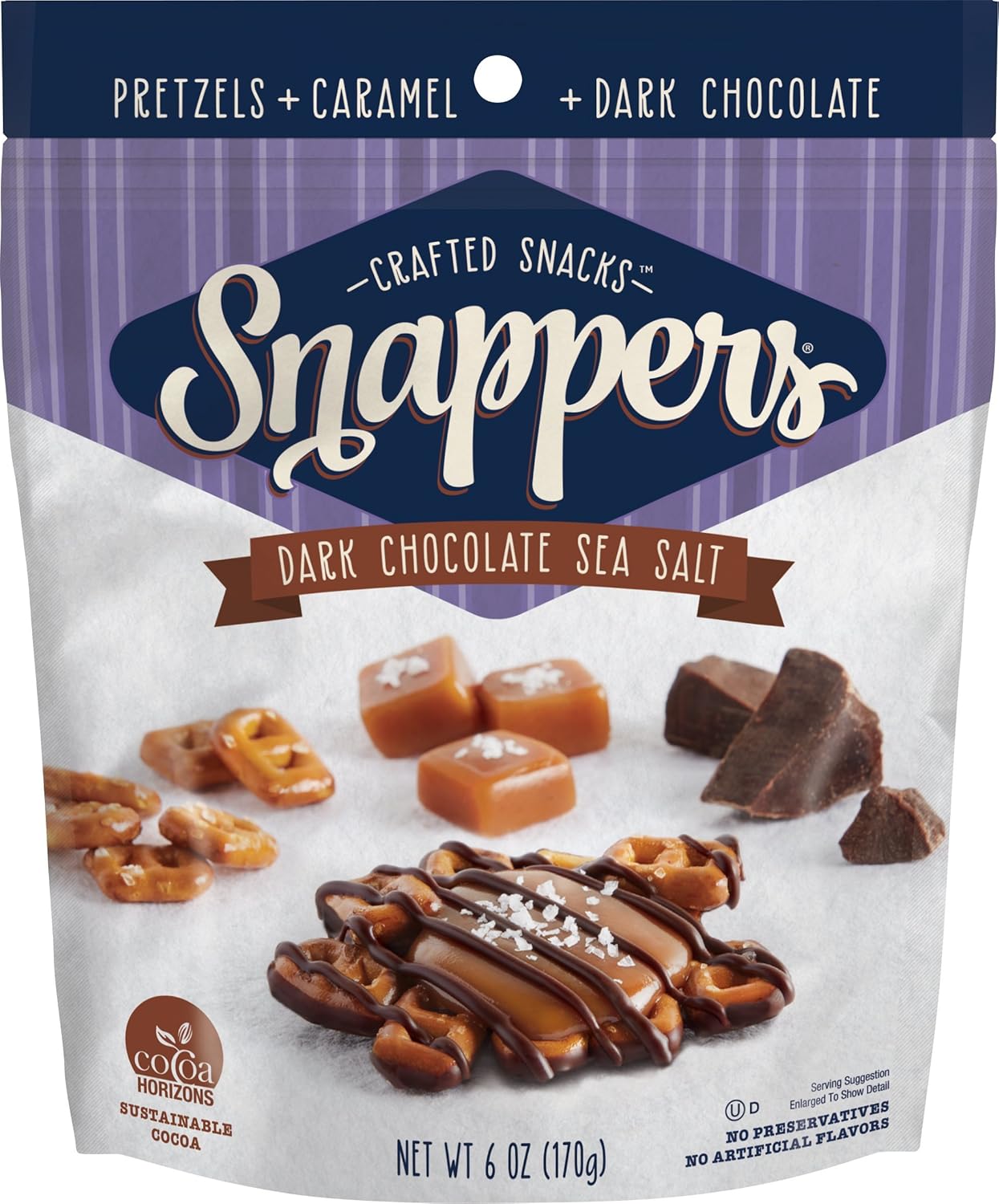 Snappers Dark Sea Salt Chocolate, 6 Ounce