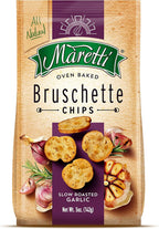 Maretti - Bruschette Chips with Slow Roasted Garlic - All Natural Oven Baked Bagel Chips - Good for Vegetarians - Party Snacks Thin Bagels - No Artificial Colors and Flavor 5 oz. (Pack of 6)