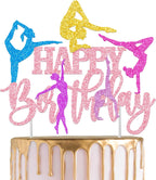 Gymmastics Birthday Party Cake Topper Gymnast Birthday Party Decorations Glitter Gymmastics Cake Topper for Sport Theme Party Baby Shower Supplies