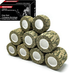 FRESINIDER 9 Rolls Self Adhesive Wrap Athletic Tape Gauze, Breathable Elastic Cohesive Bandage for Sports Injury & Pet (7 Pcs 2" x 5 Yards + 2 Pcs 1" X 5 Yards) (Woodland Multicam Camo)