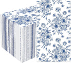 50 Pack Blue Floral Paper Napkins Blue Flower Guest Napkin Disposable 3 Ply Decorative Floral Hand Towels Dinner Napkins for Bridal Shower Baby Shower Wedding Birthday Dinner Party Supplies