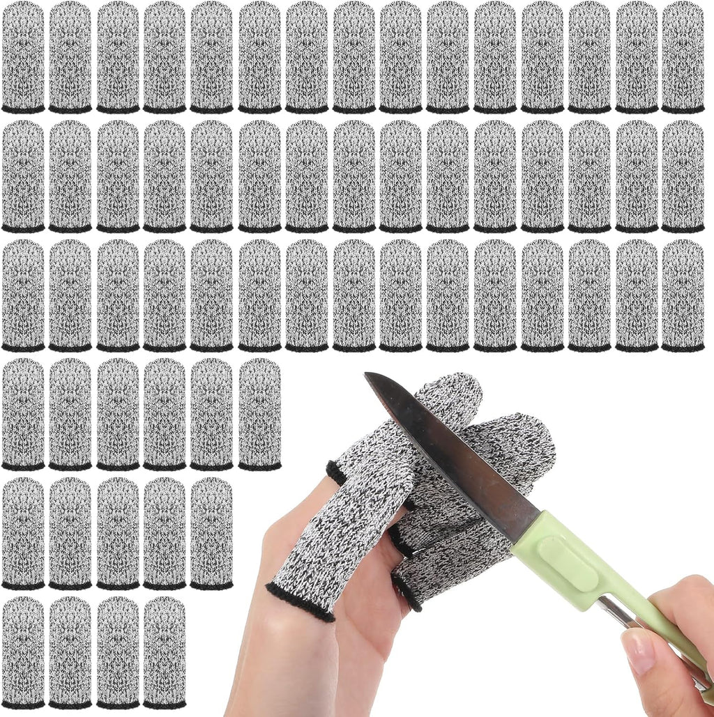 60 Pcs Breathable Cut Resistant Finger Cots Reusable Durable Non Slip Finger Thumb Protector Fingertip Covers Cut Resistant Fingertip Protectors for Kitchen Food Cutting Sculpture Work Supplies