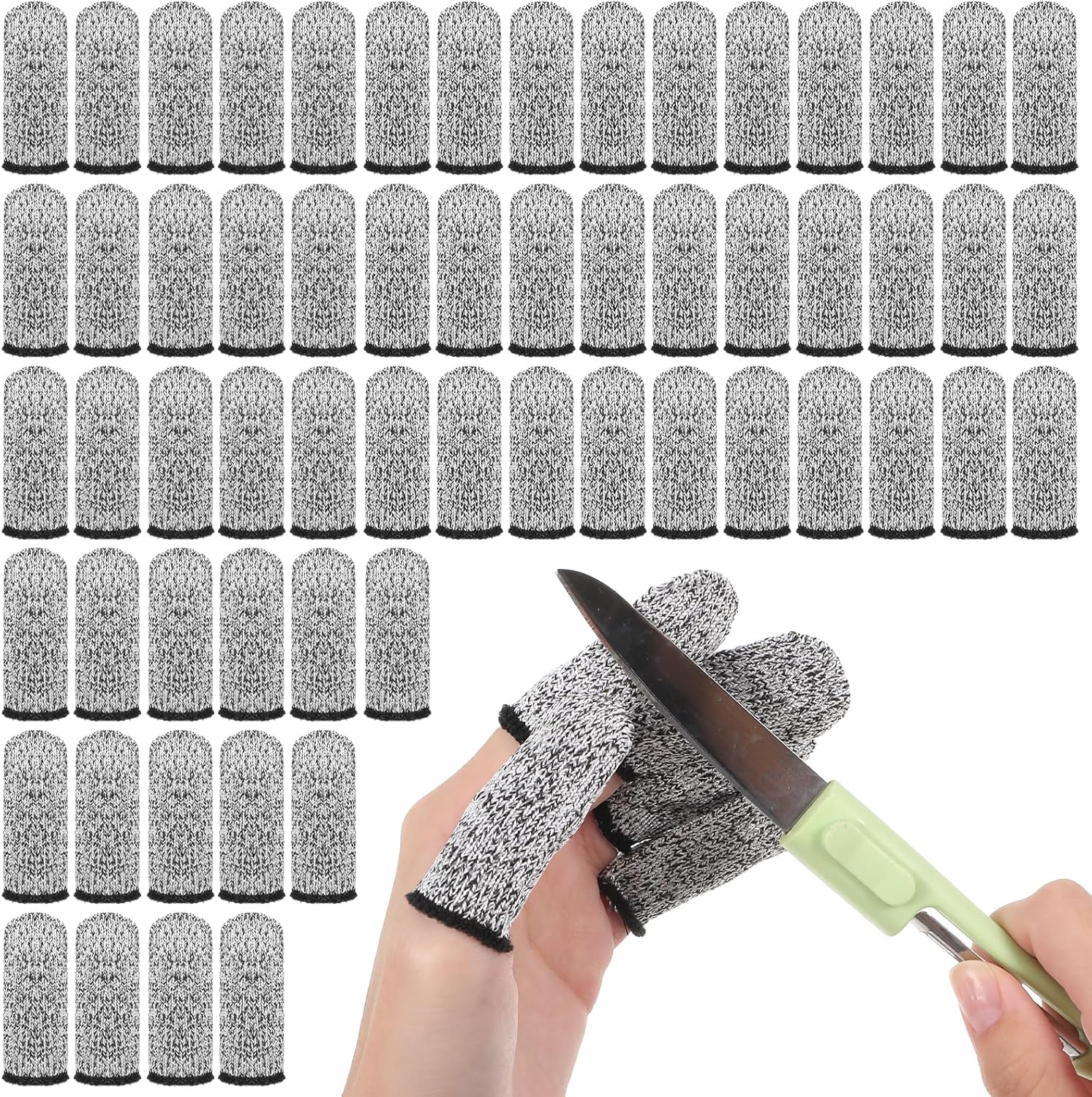 60 Pcs Breathable Cut Resistant Finger Cots Reusable Durable Non Slip Finger Thumb Protector Fingertip Covers Cut Resistant Fingertip Protectors for Kitchen Food Cutting Sculpture Work Supplies