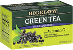 Bigelow Tea Green Tea Elderberry plus Vitamin C, Caffeinated, 18 Total Tea Bags (Pack of 1)