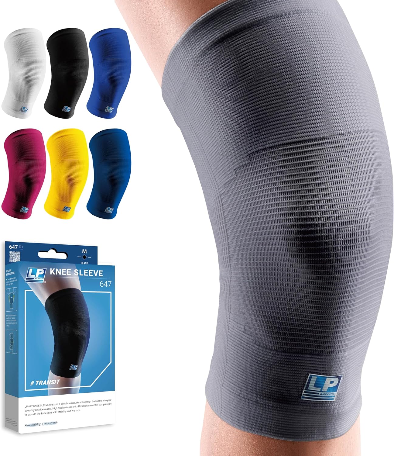 LP 647 Knee Brace For Arthritis Pain, Knee Pain Relief, Injury Recovery - Knee Sleeve For Weightlifting, Basketball, Hiking, Biking, Running, For Men Women (Gray, L, 1pcs)
