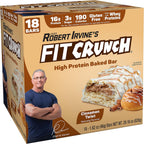 FITCRUNCH Snack Size Protein Bars, 6-Layer Baked Bar, 3g of Sugar & Soft Cake Core (18 Bars, Cinnamon Twist)