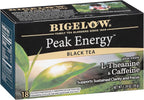 Bigelow Tea Peak Energy plus extra L-Theanine & Caffeine, 18 Count (Pack of 6), 108 Total Tea Bags