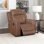 Lexicon 38" W Manual Recliner Chair - Polished Microfiber Reclining Chair, Wall Hugger, Tab Pull Reclining, Comfort Armrests, for Living Room/Theater Seating/Apartment, Easy Assembly, Brown