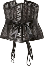 Daisy corsets Women's Fishnet & Faux Leather Steel Boned Underbust Corset