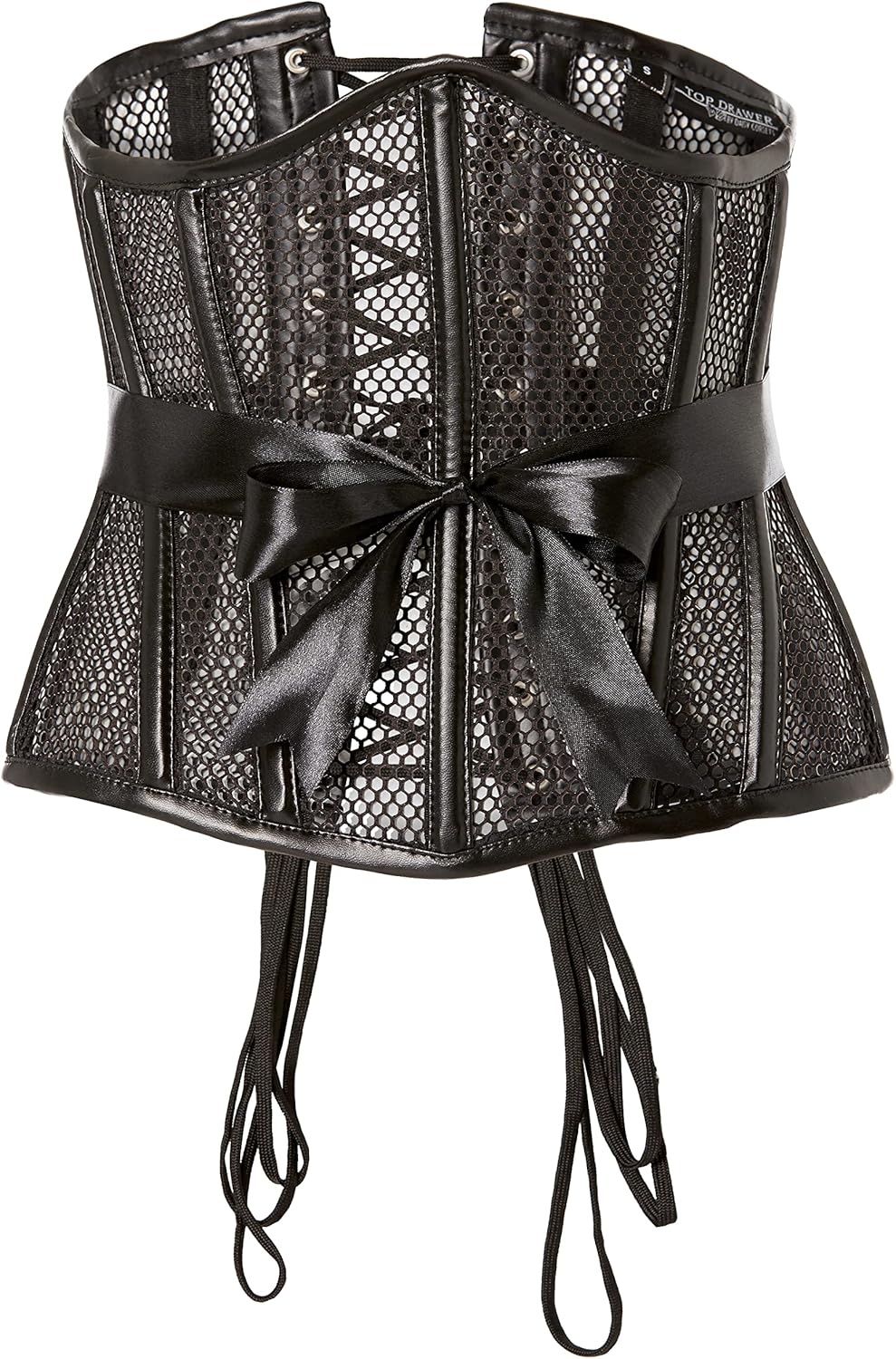 Daisy corsets Women's Fishnet & Faux Leather Steel Boned Underbust Corset