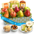 A Gift Inside Fruitfully Classic Happy Birthday Fresh Fruit Basket with Cheese and Nuts