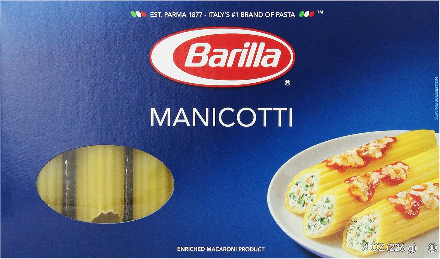 Barilla Pasta, Manicotti, 8 Ounce (Pack of 4)