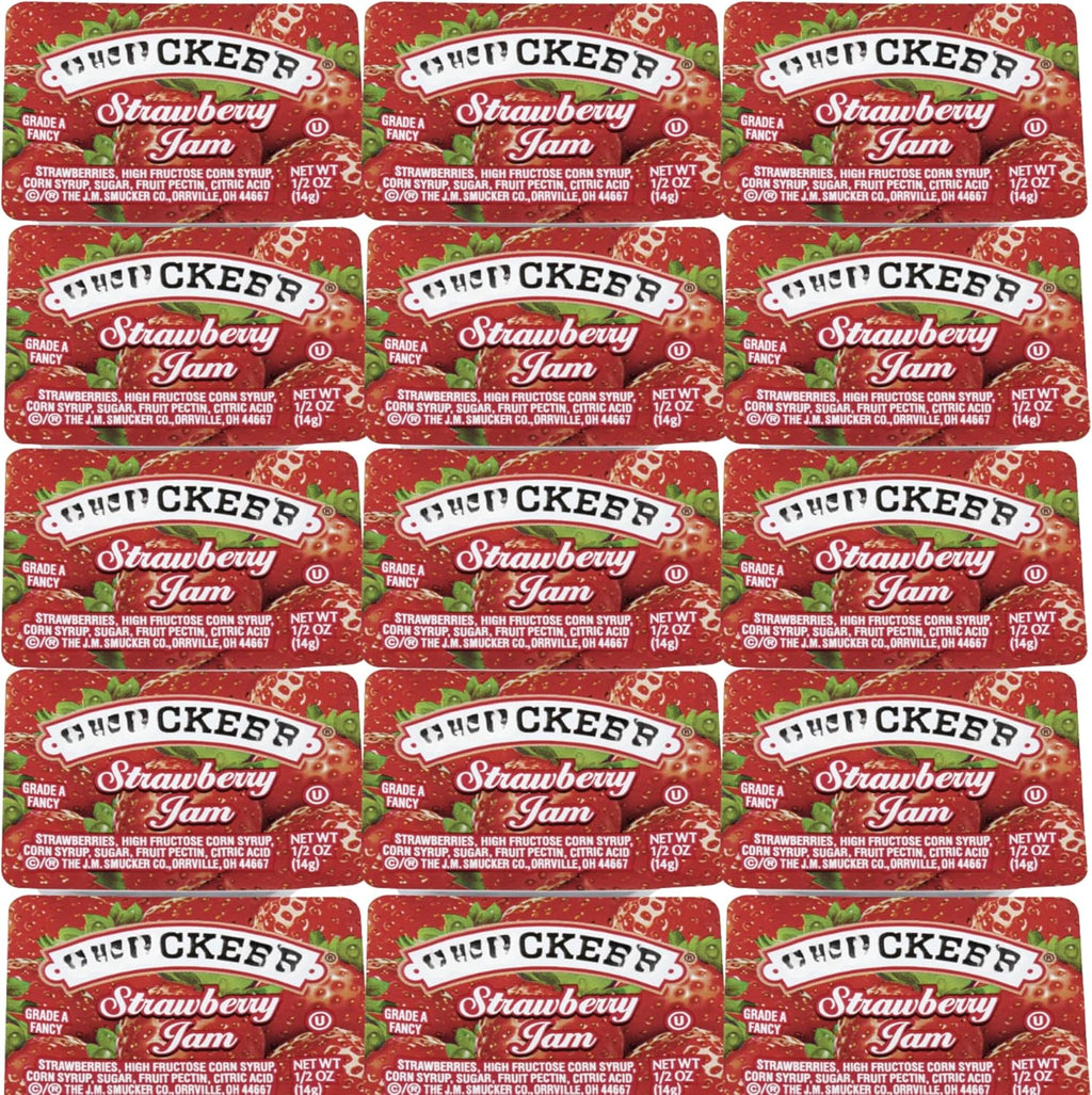 Strawberry Jam 50 Count – 0.5 oz Single-Serve Cups for Lunchbox, Breakfast, Travel, Portion Control, Shelf-Stable Jam Packets, Kids Snack, Back to School, Restaurant, Camping