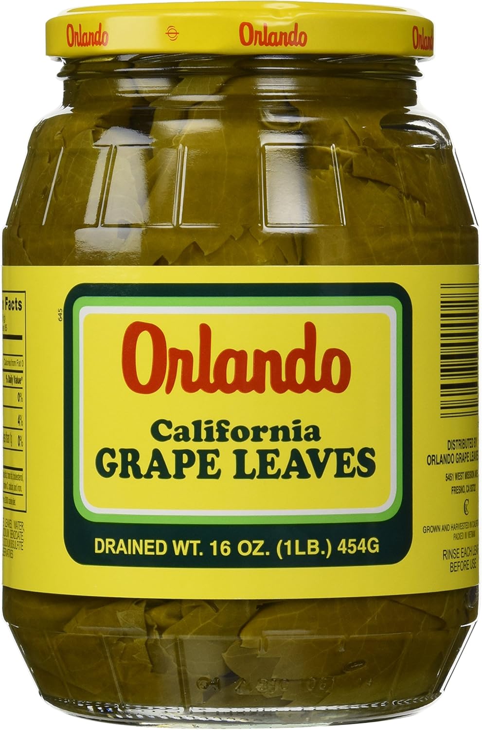 California Grape Leaves -Orlando 2lb jar, DR.WT. 16oz