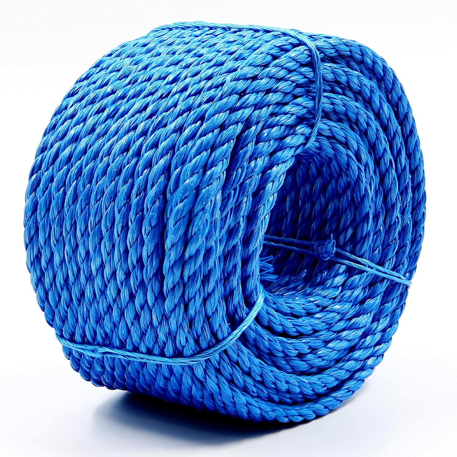 Heavy Duty PP/Polyester/Nylon Rope, Weather-Resistant & Waterproof Rope for Pool, Marine, Camping, Household Use, Construction & Rigging Applications (Blue, 1/4in X 98FT)