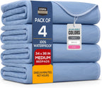 Utopia Bedding Washable Underpads 34" x 36" (Pack of 4), Waterproof Reusable Heavy Absorbency Incontinence Bed Pads for Adults, Kids, Elderly and Pets, Bedwetting Pads for Sofa and Couch (Blue)