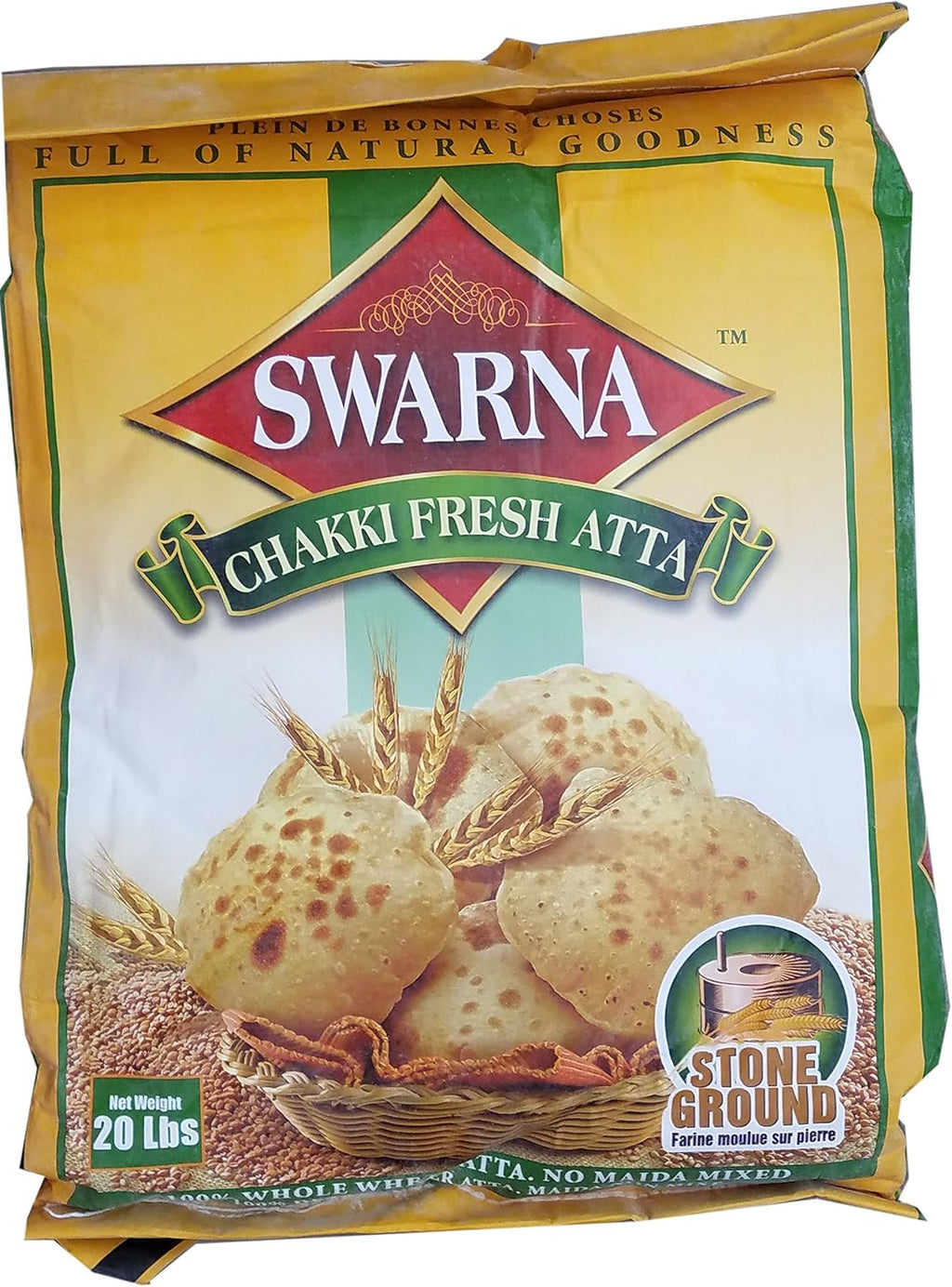 Swarna Fresh Chakki Atta Stone Ground, 20 Pound