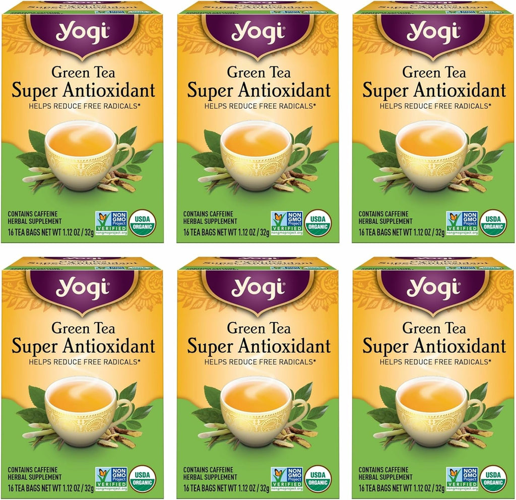 Yogi Tea - Green Tea Super Antioxidant (6 Pack) - Organic Green Tea Blend to Support Overall Health - 96 Tea Bags