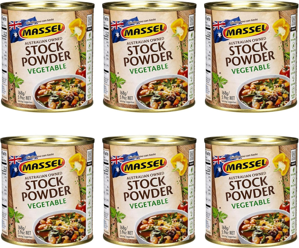 Massel Vegetable Style Bouillon Powder | 1 x 6 Cans (35.4 oz) | Plant Based Broth | Low FODMAP, Gluten Free, Dairy Free, Trans Fat Free | Vegan, No Added MSG, All Natural Soup Base & Seasoning