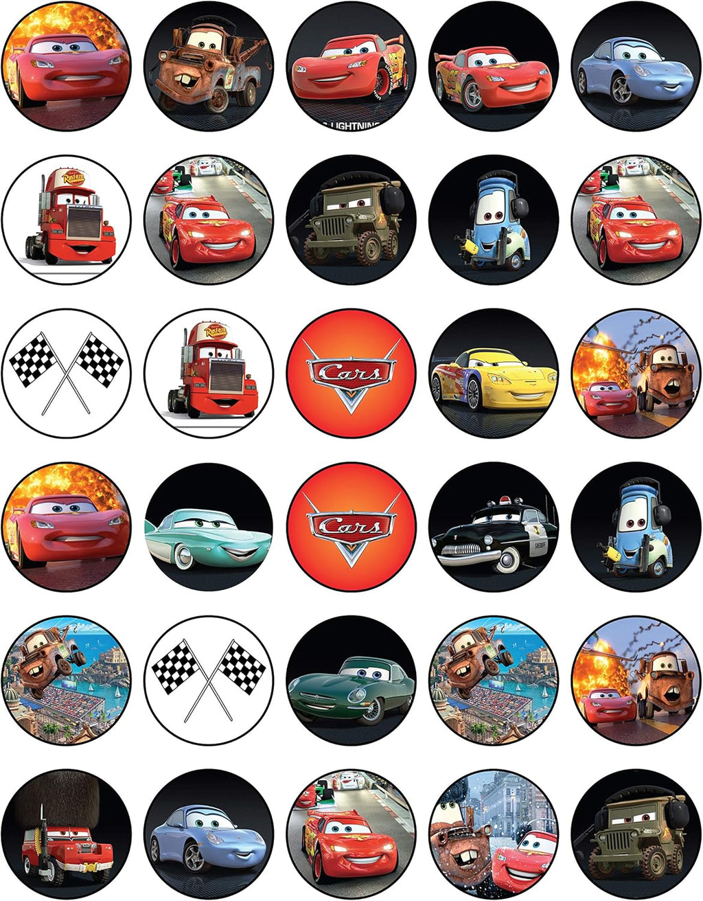 30 x Edible Cupcake Toppers – Racing Cars Themed Collection of Edible Cake Decorations | Uncut Edible on Wafer Sheet